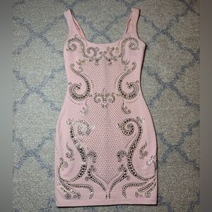 Pink Bebe Multi Stud Party Dress
